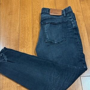 Zara Women's Dark Blue Skinny Jeans with Leather Patch